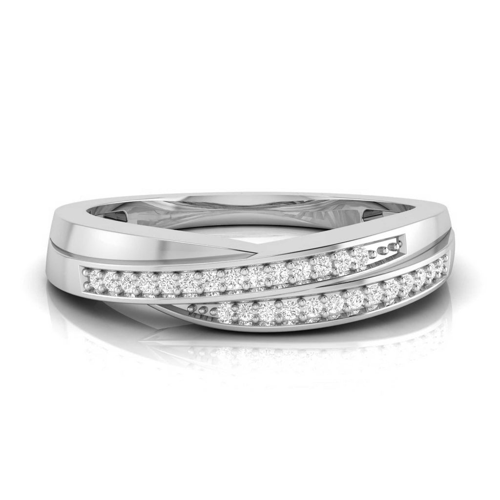Jewelove™ Rings Women's Band only / SI IJ Simple His & Designer Her Platinum Couple Rings with Diamonds JL PT 531