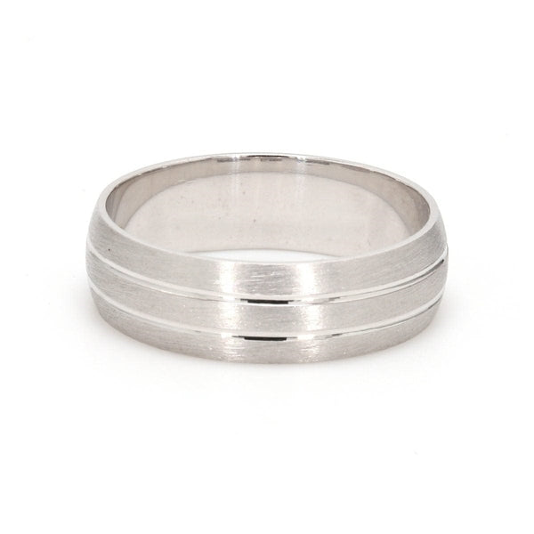 back view of Simple Platinum Ring for Him with 2 Line Grooves JL PT 568
