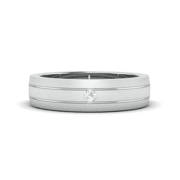 Jewelove™ Rings Single Diamond Matte Finish Platinum Band with Grooves for Men JL PT 665