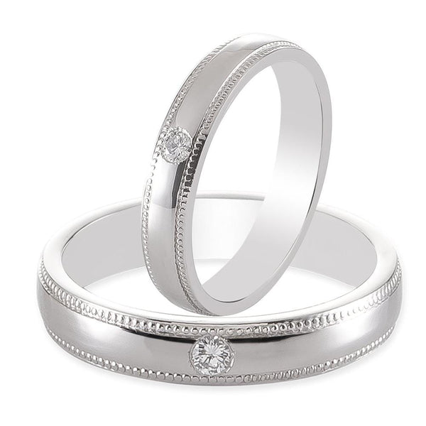 Jewelove™ Rings VVS GH Single Diamond Milgrain Platinum Ring JL PT 539 - A