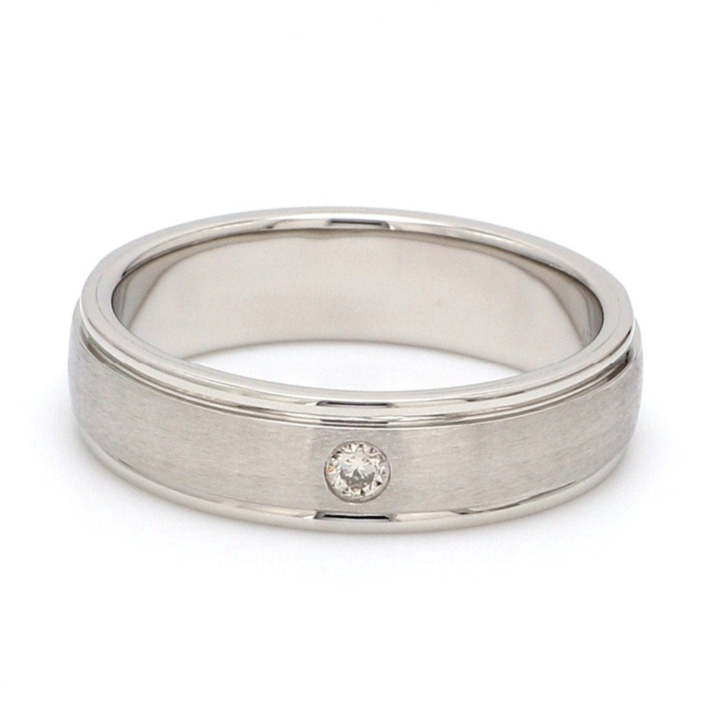 Jewelove™ Rings Single Diamond Platinum Band for Men with Matte Finish JL PT 668