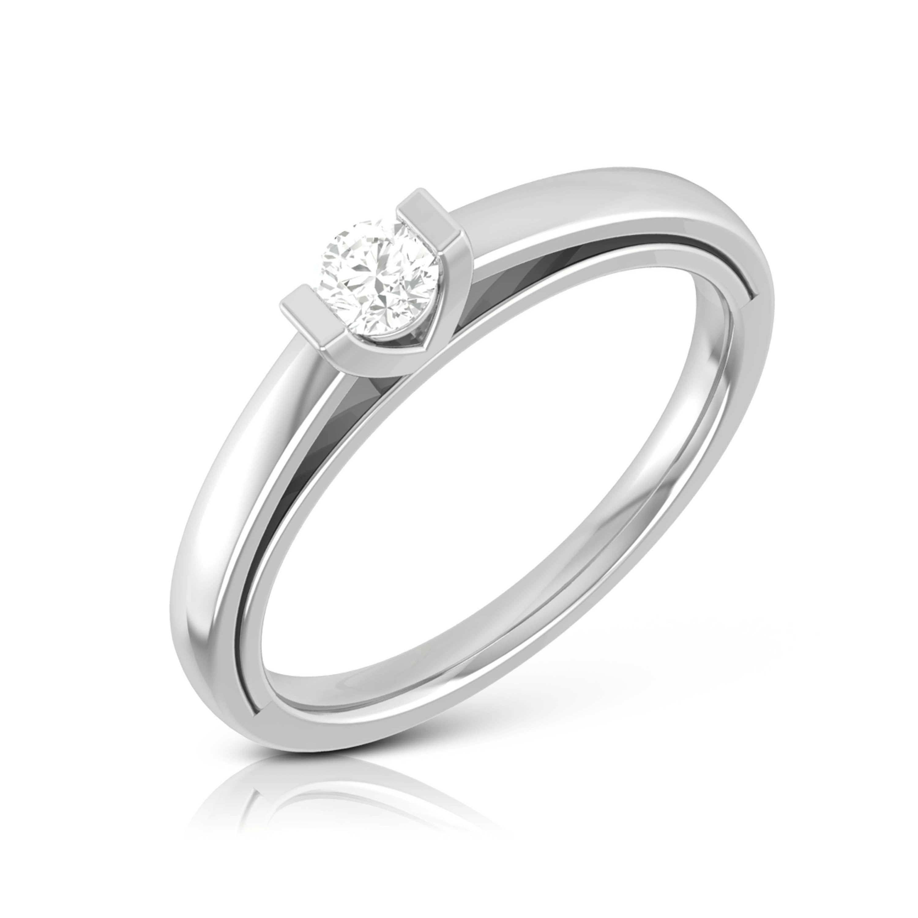 Single Diamond Platinum Engagement Ring for Women JL PT R-53