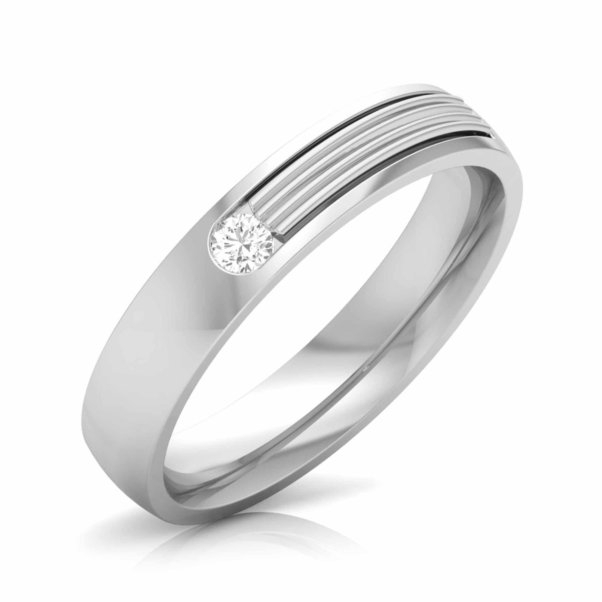 Jewelove™ Rings Single Diamond Platinum Love Bands JL PT CB 154