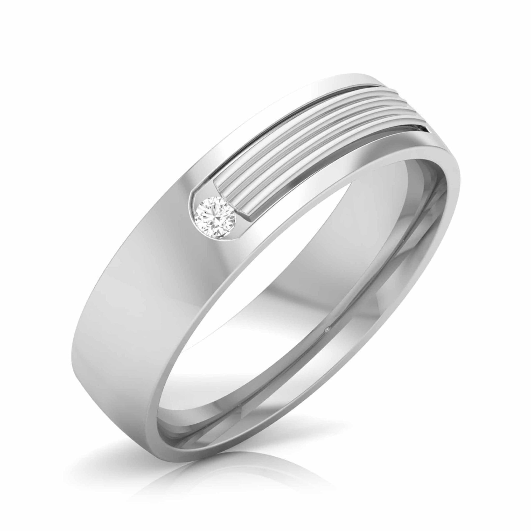 Jewelove™ Rings Men's Band only / SI IJ Single Diamond Platinum Love Bands JL PT CB 154