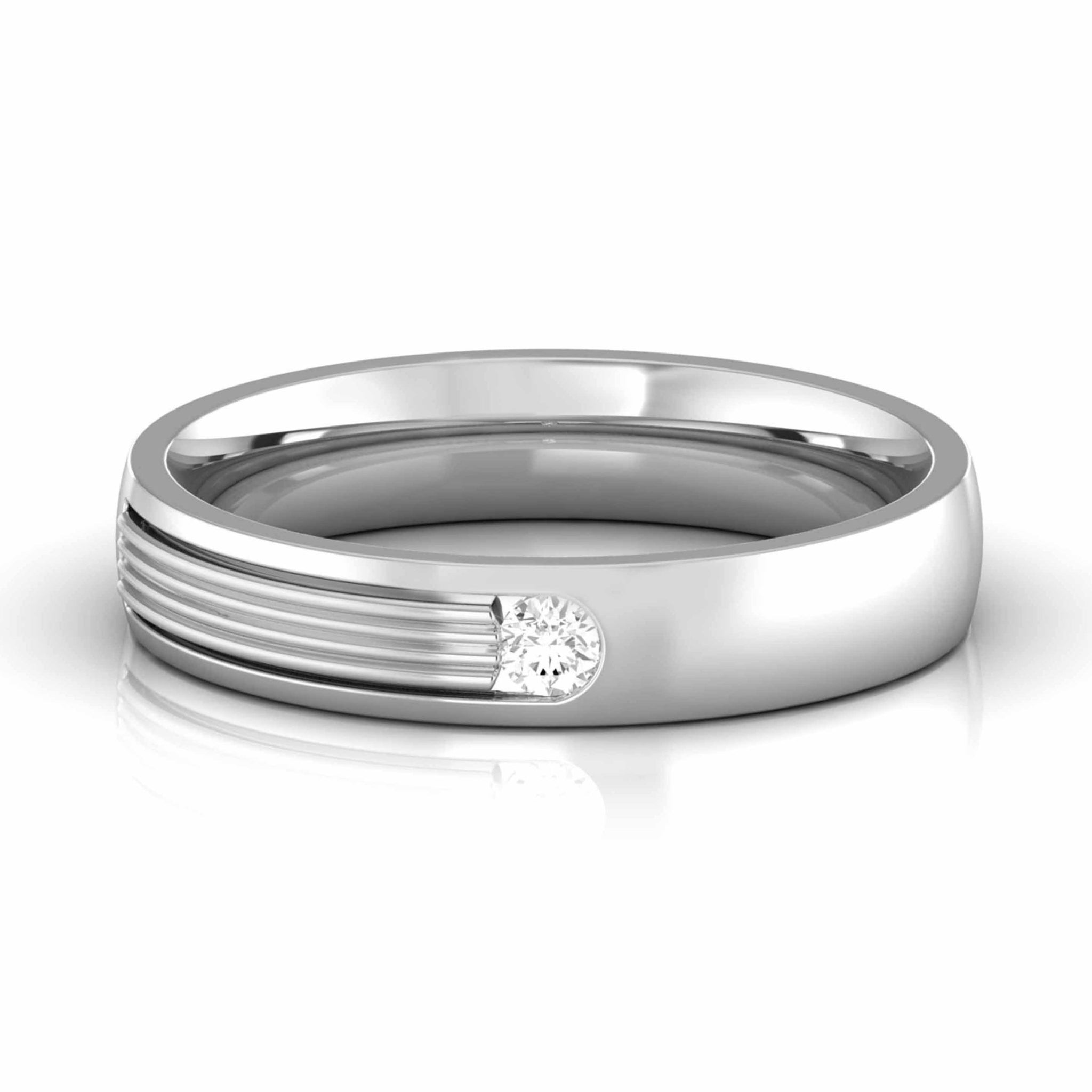 Jewelove™ Rings Women's Band only / SI IJ Single Diamond Platinum Love Bands JL PT CB 154