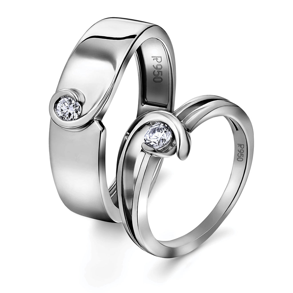 Jewelove™ Rings Both / SI IJ Single Diamond Platinum Love Bands - Twists & Turns of Life JL PT 620