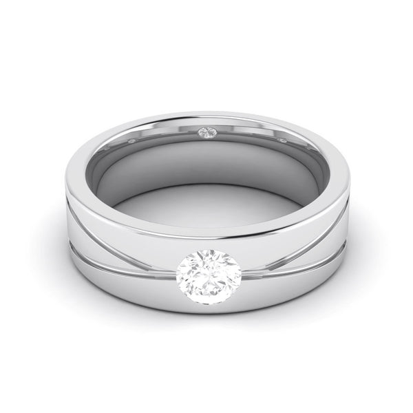 Jewelove™ Rings Single Diamond Platinum Ring for Men JL PT R-8002