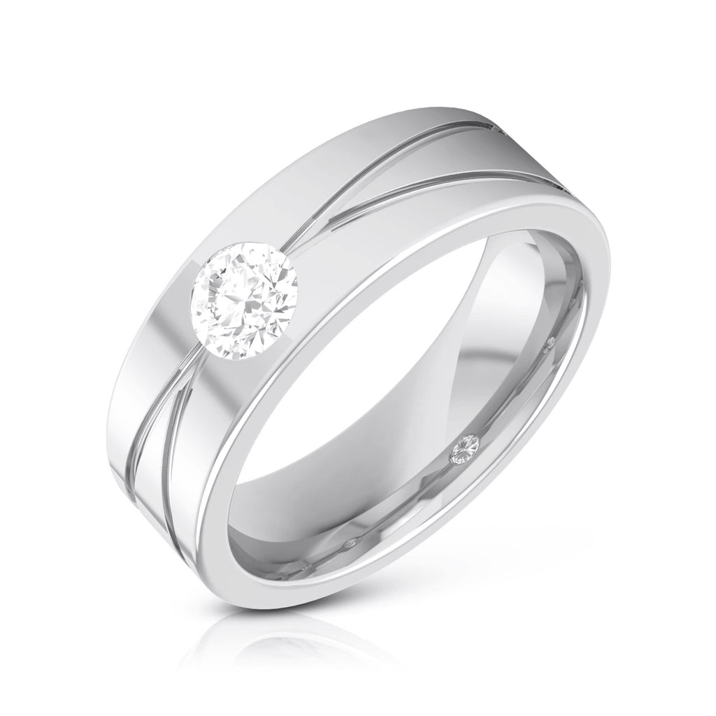 Jewelove™ Rings SI IJ / Men's Band Only Single Diamond Platinum Ring for Men JL PT R-8002