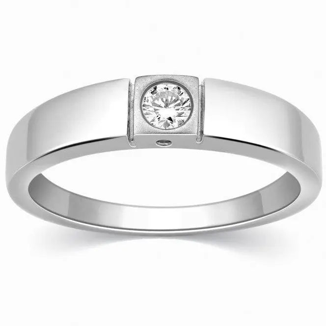 Single Diamond Platinum Ring for Men SJ PTO 311 - Suranas Jewelove
 - 1