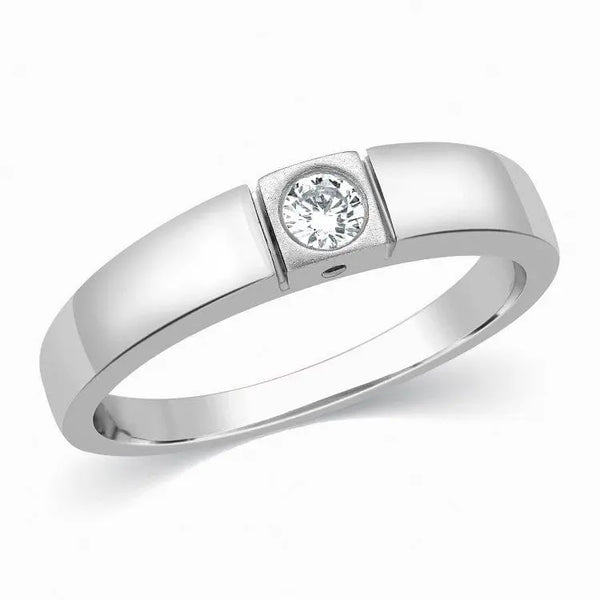 Single Diamond Platinum Ring for Men SJ PTO 311 - Suranas Jewelove
 - 2