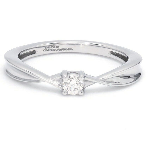 Front View of Single Diamond Platinum Ring with a Curve for Women JL PT 579