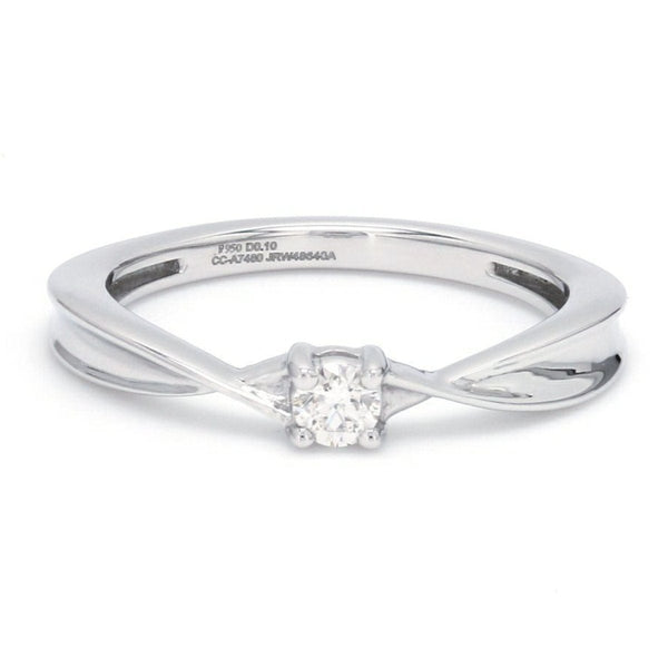 Jewelove™ Rings Women's Band only Single Diamond Platinum Ring with a Curve for Women JL PT 579 Ring Size 12