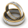 Front View of Single Diamond Platinum & Yellow Gold Fusion Couple Rings JL PT 641