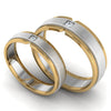 Perspcetive View of Single Diamond Platinum & Yellow Gold Fusion Couple Rings JL PT 641
