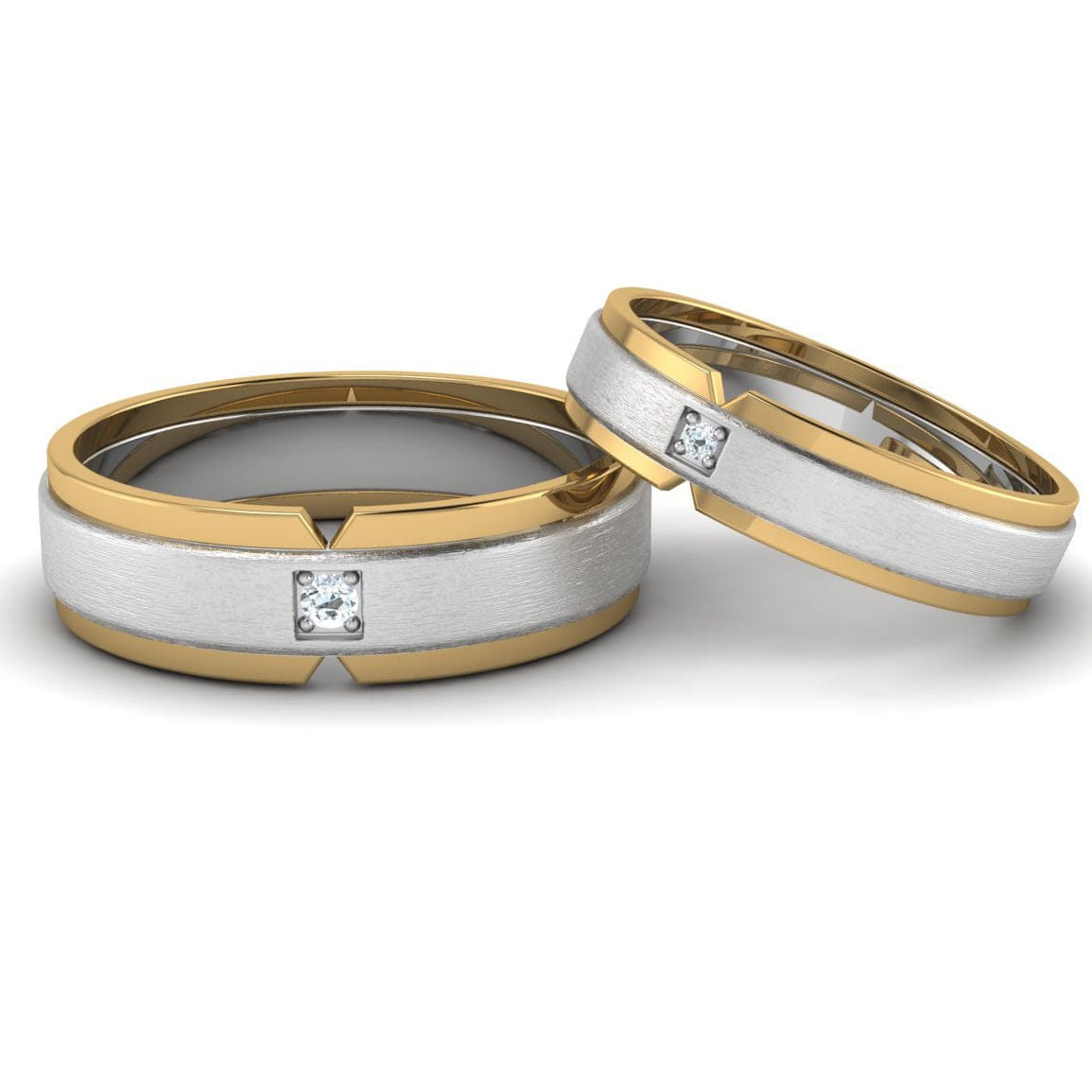 Simple His & Designer Her Platinum Couple Rings with Diamonds JL PT 53