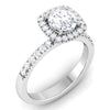 Jewelove™ Rings Women's Band only Single Halo Diamond Solitaire Platinum Ring with Diamonds on the Shank JL PT 497