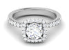 Jewelove™ Rings Women's Band only Single Halo Diamond Solitaire Platinum Ring with Diamonds on the Shank JL PT 497