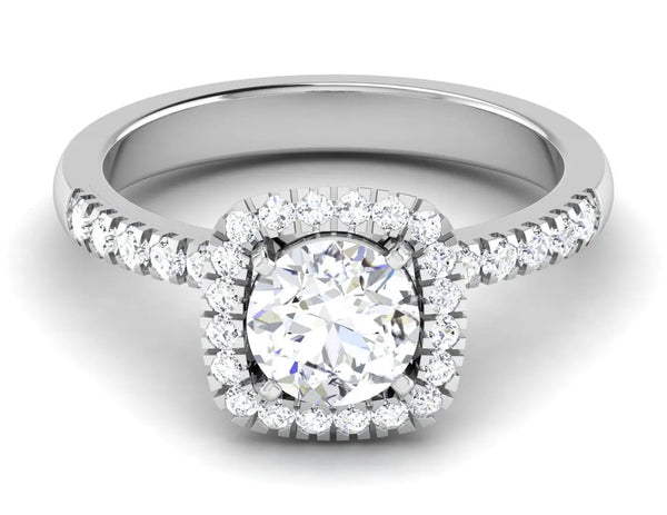 Jewelove™ Rings Women's Band only Single Halo Diamond Solitaire Platinum Setting with Diamonds on the Shank JL PT 497-M
