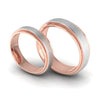 Perspective View of Slanting Platinum & Rose Gold Couple Rings JL PT 635