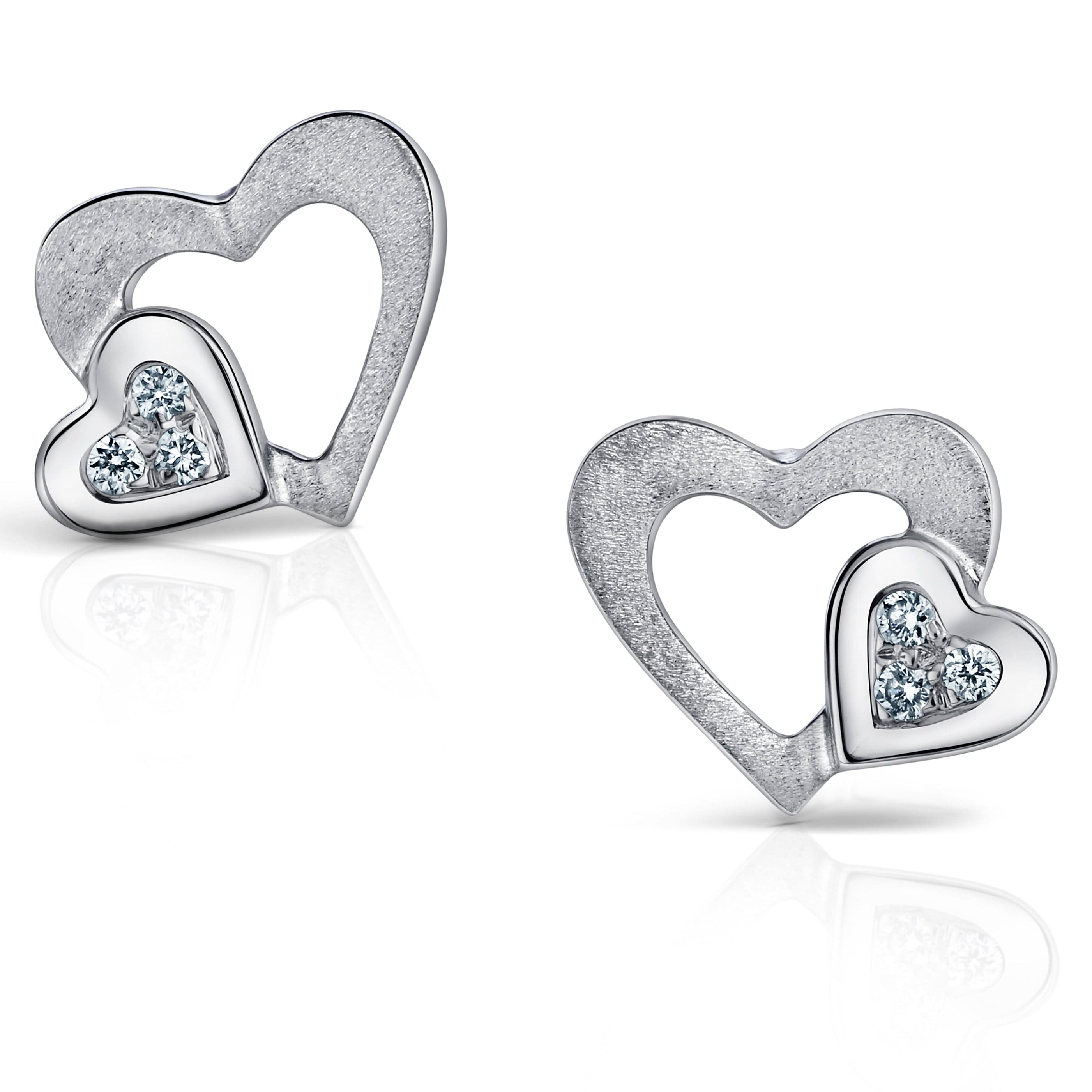 Fine 9ct White Gold Heart Hoop Earrings | Small White Gold Hoops