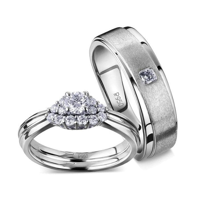 Designer Half Eternity & Plain Platinum Couple Rings JL PT 524 - Etsy Sweden