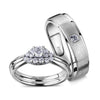 Jewelove™ Rings Both / SI IJ Spark of Love - Platinum Couple Rings with Diamonds JL PT 600