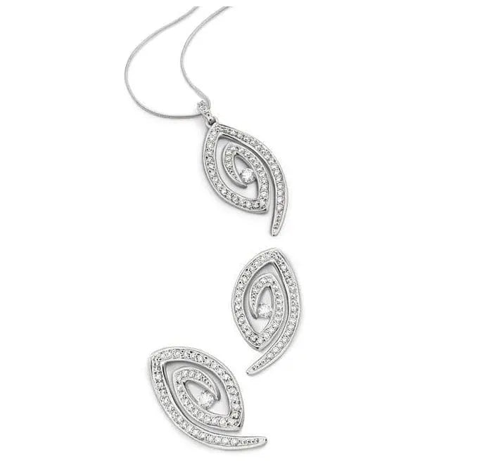 Spiral Platinum Earrings with Pave set Diamonds SJ PTO E 102