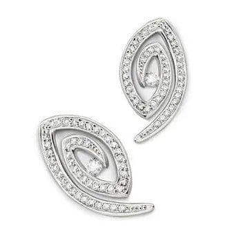 Spiral Platinum Earrings with Pave set Diamonds SJ PTO E 102 - Suranas Jewelove
 - 1
