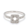 Front View of 30 Pointer Square Halo Diamond Shank Platinum Engagement Ring JL PT 617