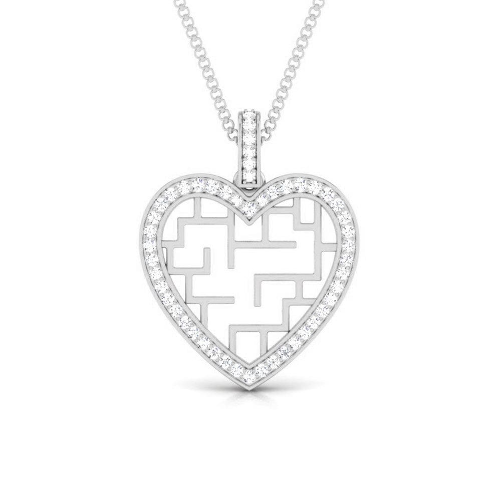 Front View of Platinum Infinity Heart Pendant with Diamonds JL PT P 8202