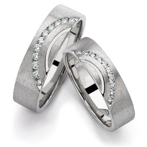 Designer Platinum Love Bands with Diamonds in a Curve SJ PTO 237 in India