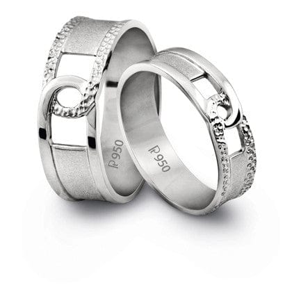 Platinum Couple Rings in India - Plain Platinum Love Bands With A Groove SJ PTO 216