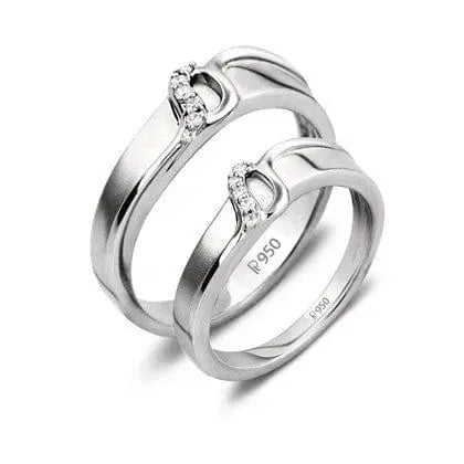 Platinum Couple Rings in India - Super Sale - Thin Platinum Love Bands With Diamonds SJ PTO 221 Ring Sizes 15, 18