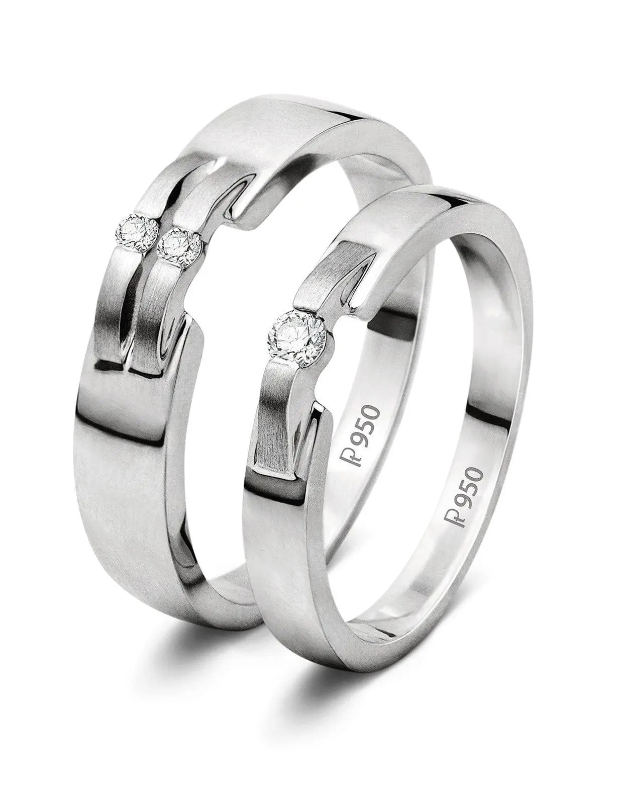 Platinum & Rose Gold Couple Rings with Single Diamonds JL PT 952 –  Jewelove.US