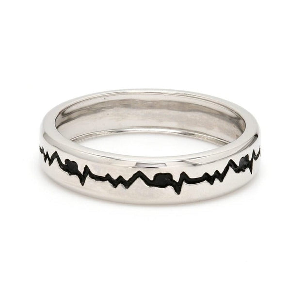 Jewelove™ Rings The Heartbeat Platinum Ring with Black Engraving JL PT 575