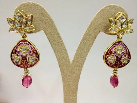 The Pink Lotus Earring Pair SJ PS 50 by Jewelove