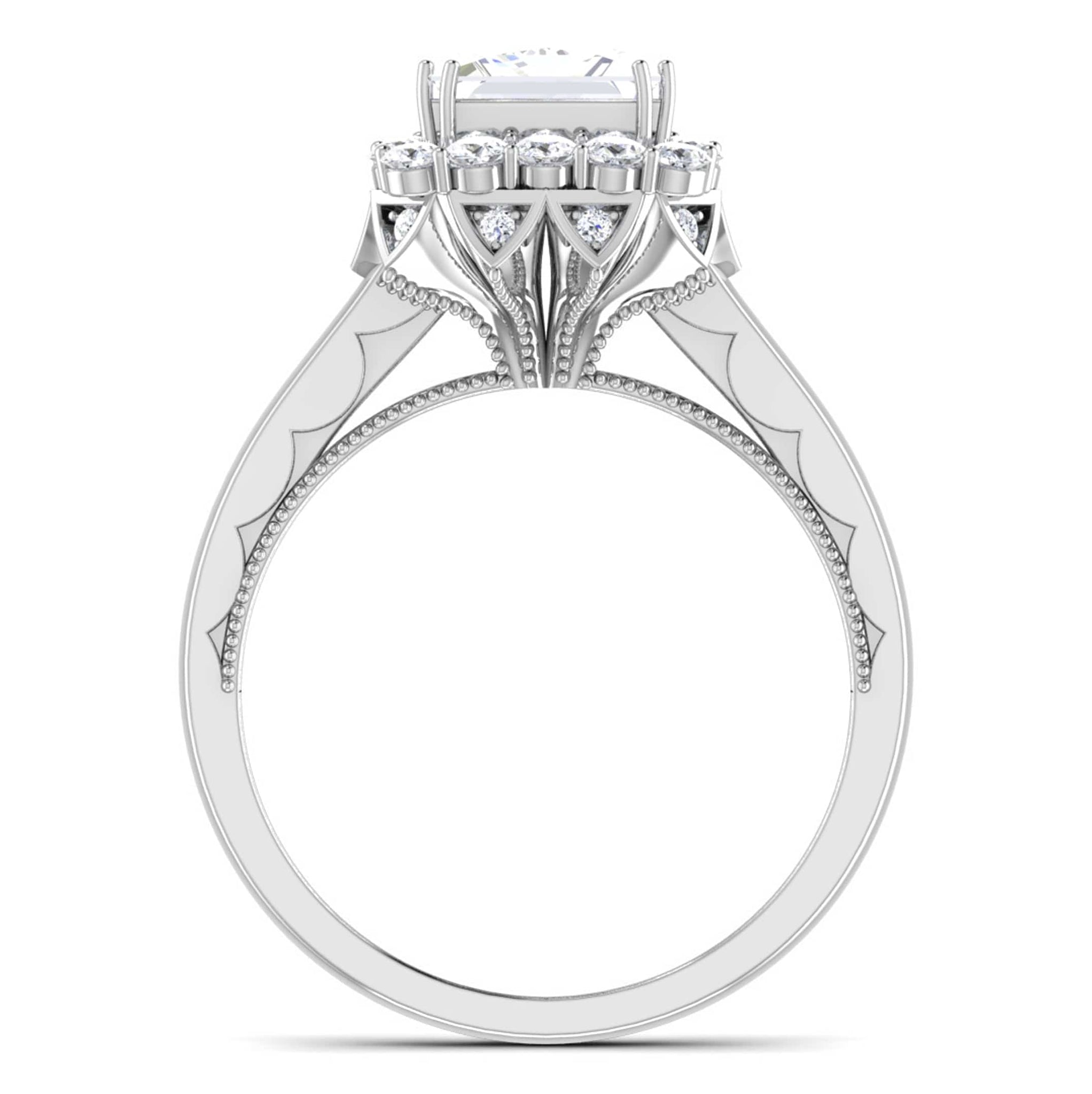Circle View of 30 Pointer Platinum Halo Princes Cut Diamond Solitaire Engagement Ring JL PT 6604
