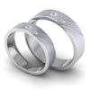 Perspective View of Designer Platinum with Diamond Love Bands with Slanting Lines JL PT 646