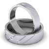 Front View of Designer Platinum with Diamond Love Bands with Slanting Lines JL PT 646