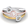 Three Hearts Platinum & Diamond Ring JL PT 553 for Women Perspective View Platinum, One heart is in Yellow rhodium & another is in Pink Gold Rhodium