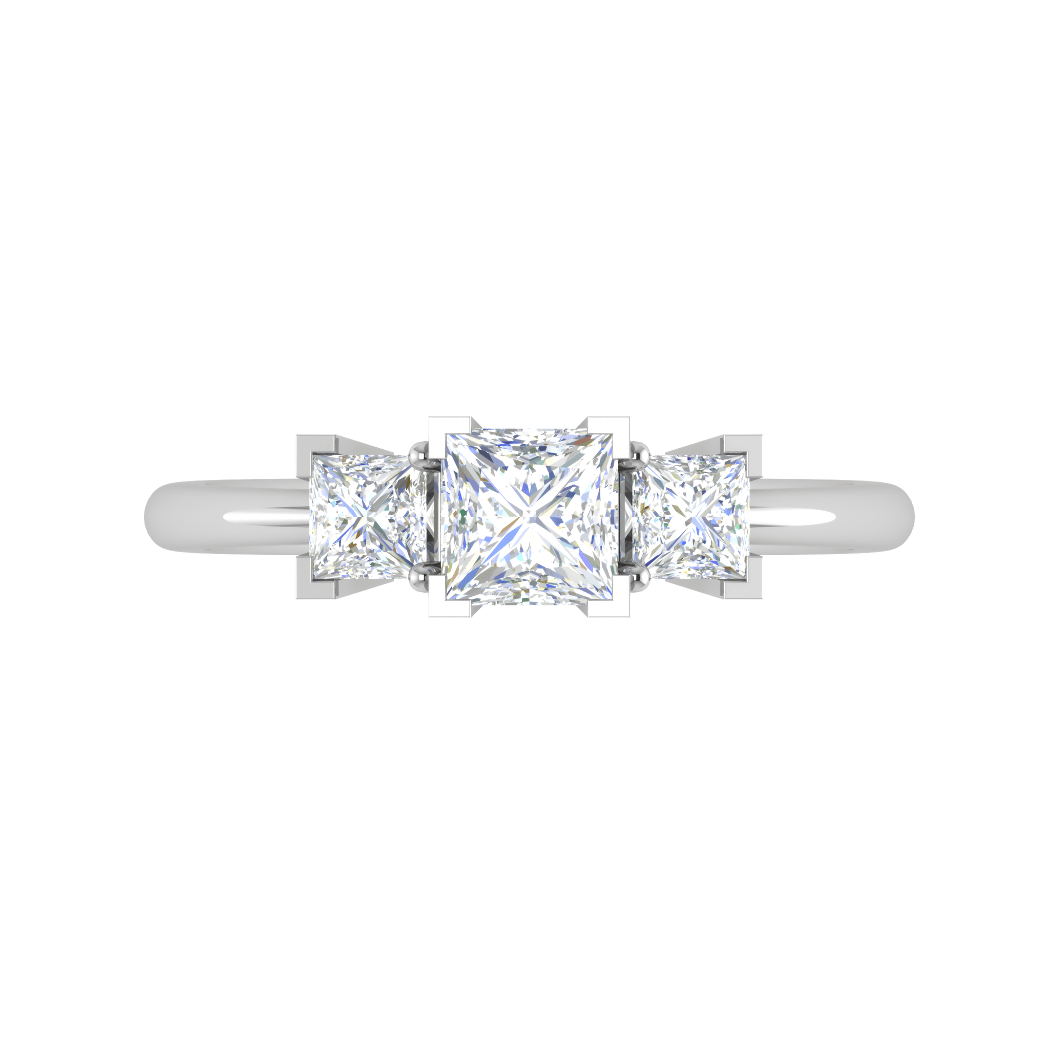 Jewelove™ Rings I VS / Women's Band only Three Stone Princess Cut Solitaire Diamond Platinum Ring JL PT R3 PR 109