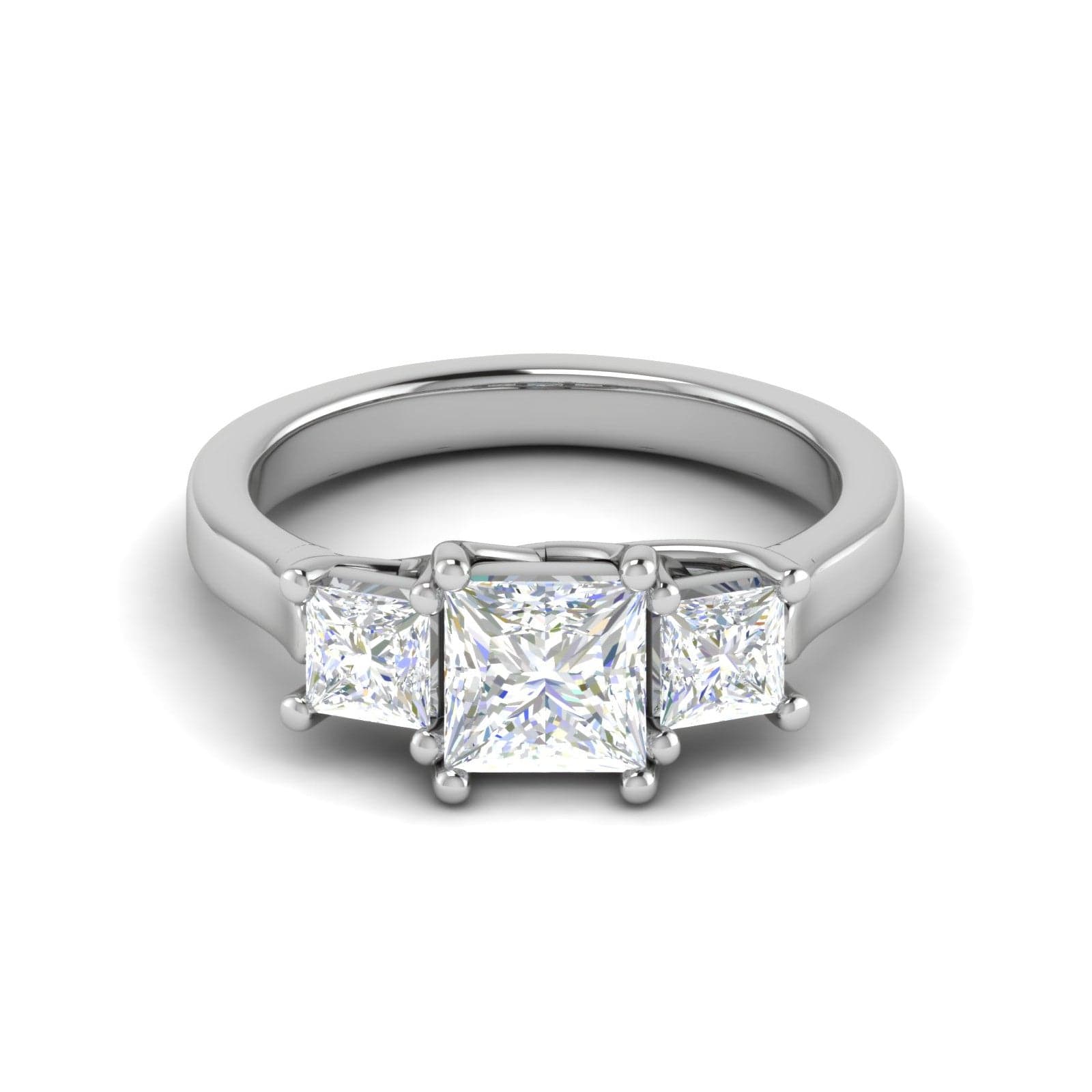 Buy Three Stone Princess Cut Solitaire Diamond Platinum Ring JL PT