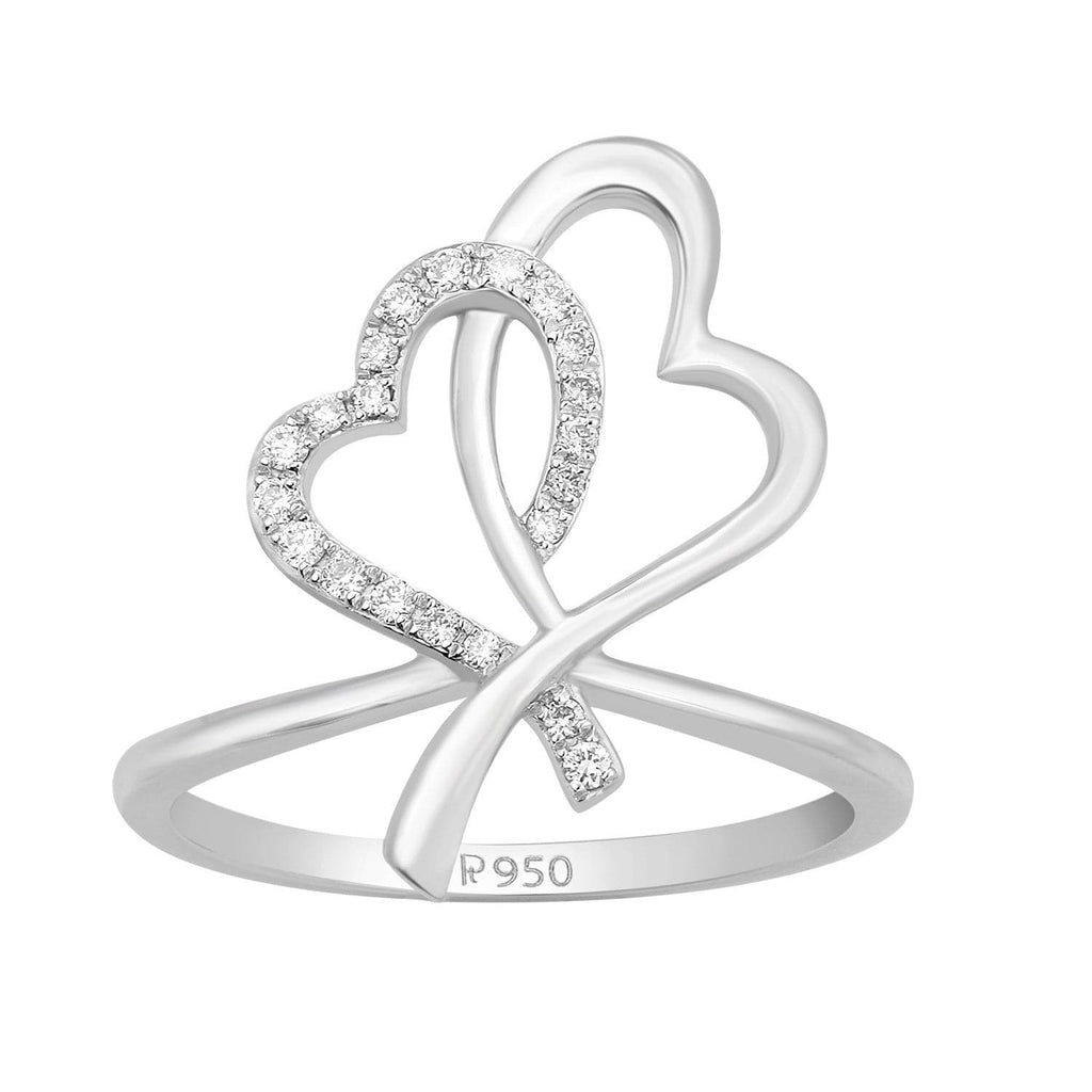 Jewelove™ Rings Two Hearts Platinum Ring with Diamonds JL PT 336