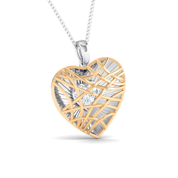 Jewelove™ Pendants SI IJ / Yellow Gold Unique Platinum & Rose Gold Heart Pendant with Diamonds JL PT P 8102