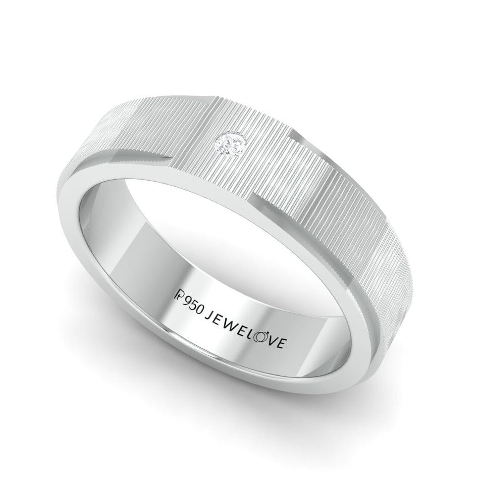 Jewelove™ Rings Unique Texture Platinum Ring with Single Diamond JL PT 666