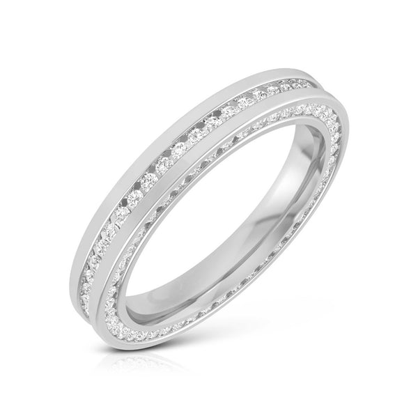 Jewelove™ Rings Women's Band only / SI IJ Uniquely Textured Platinum Couple Rings Eternity Style JL PT 528