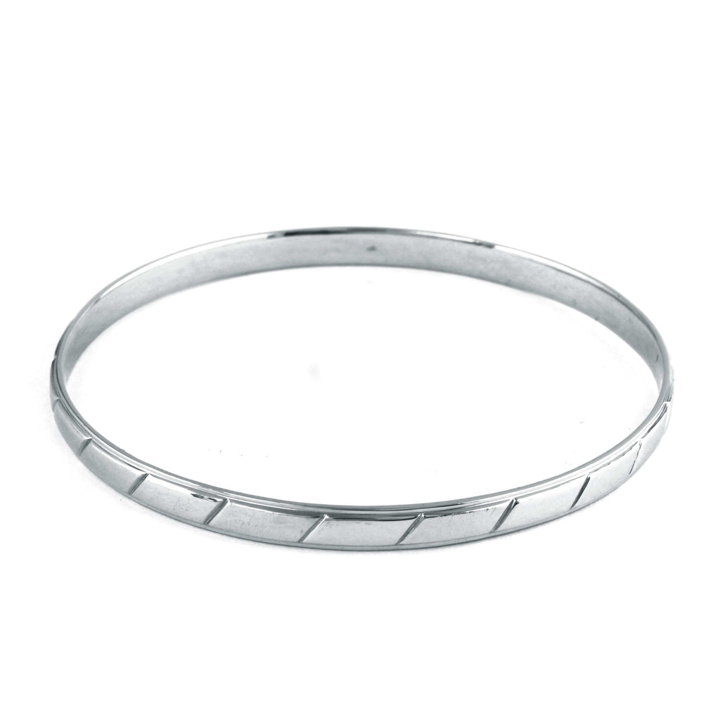Jewelove™ Bangles & Bracelets Single UniSex Platinum Bangle for Men & Women with Slanting Lines JL PTB 632