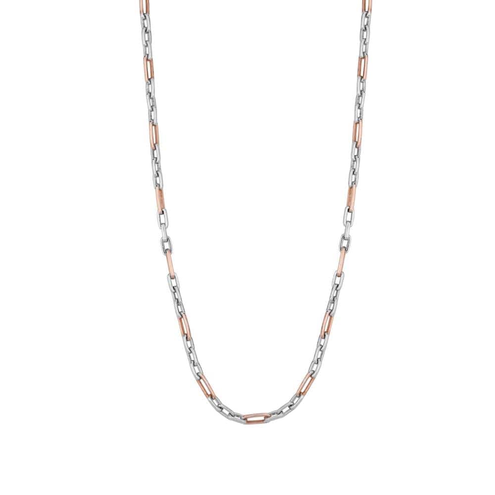 Jewelove™ Chains UniSex Platinum & Rose Gold Chain with Triple Rectangular Links JL PT 735