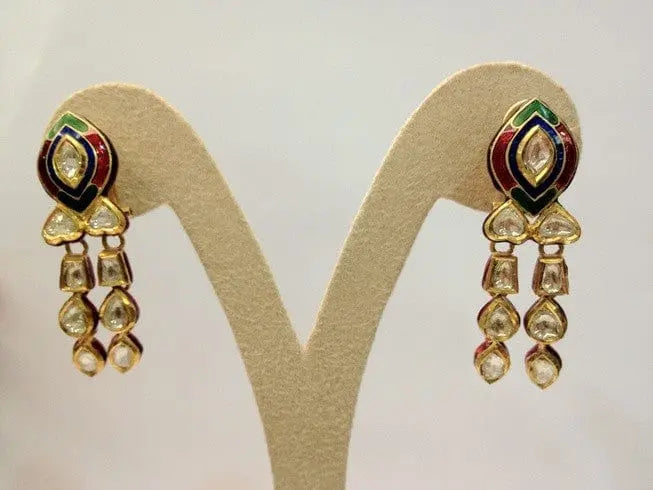 Unround Tricolor Chandelier Earrings by Suranas Jewelove - Suranas Jewelove
