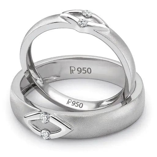 V Design Platinum Love Bands with Diamonds SJ PTO 236 - Suranas Jewelove
